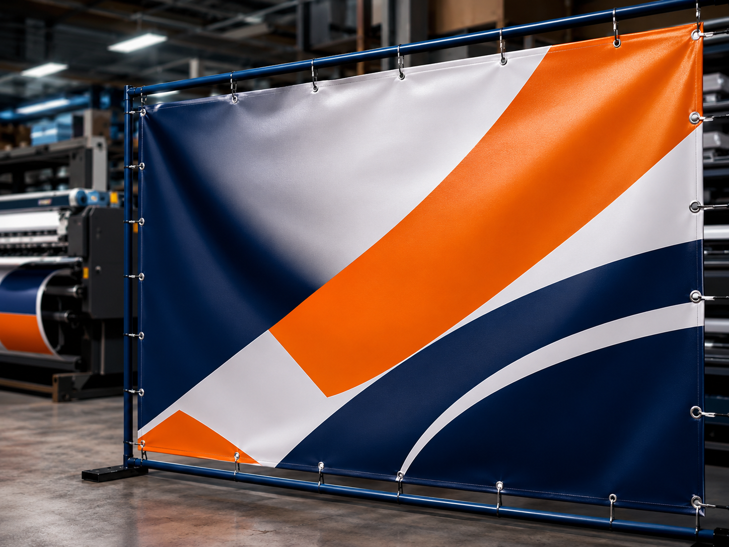 Printed PVC banner on frame