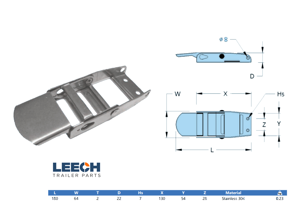 Type 76 Stainless Steel Over Centre Buckle