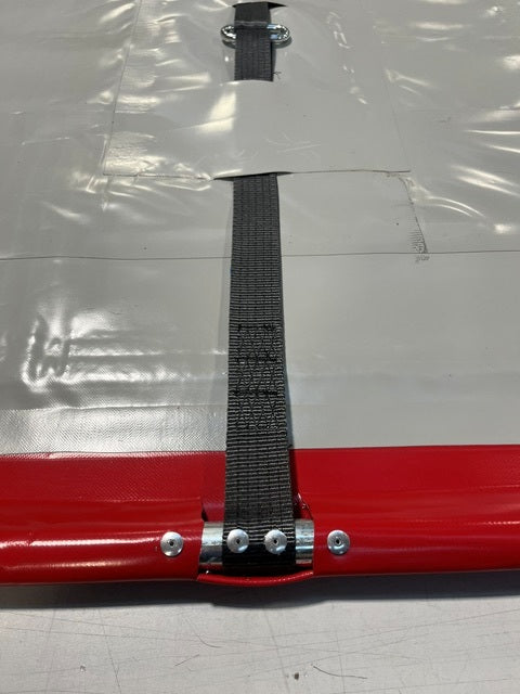 Welded reinforcement strap and buckle plate detail on a W.J. Leech curtain