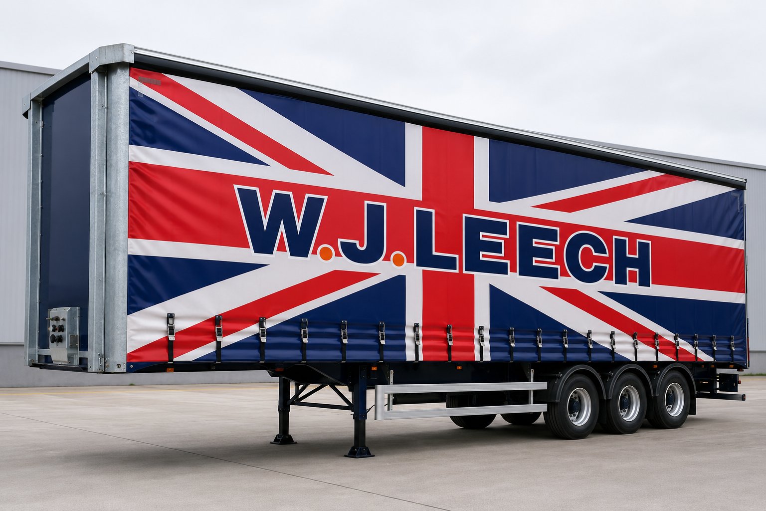 Curtainside trailer with full digital colour Union Jack printed curtain